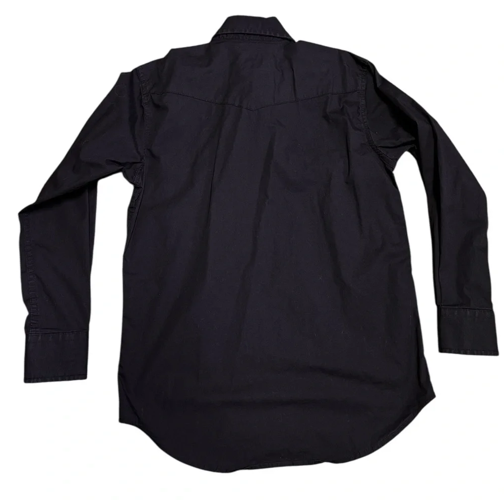 Rafter C Cowboy Collection Boys Western Shirt Sz. L Pearl Snap Black Embroidered - Picture 2 of 7
